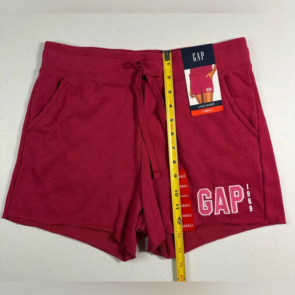 GAP 1969 Logo Shorts‎ Womens XS Red Bud Pink French Terry Sweat Shorts New